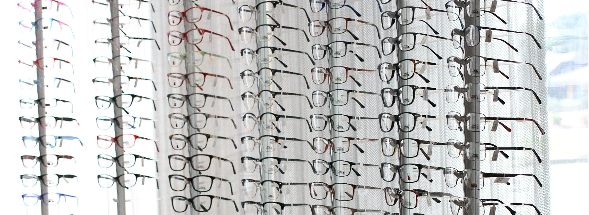 Glasses in the Roswell Eye Clinic optical shop.