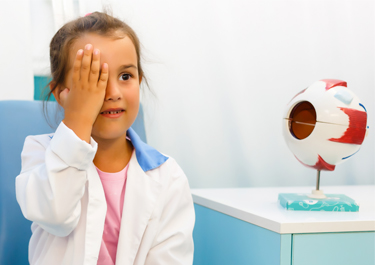 Child at eye exam